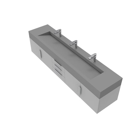 Castello Usa Nile 84-inch Gray Vanity Set with Gray Top and Chrome Handles CB-MC-84G-CHR-2053-GR
